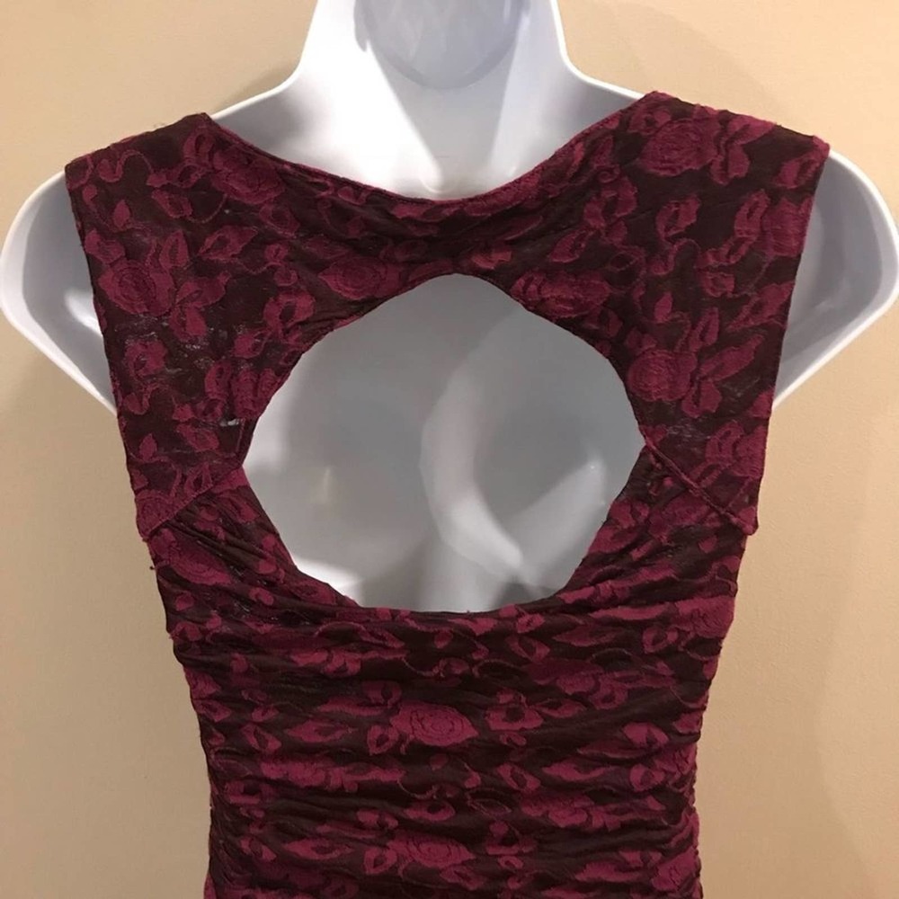 Free People Bodycon Mini Dress Cutout Maroon XS - Picture 13 of 16